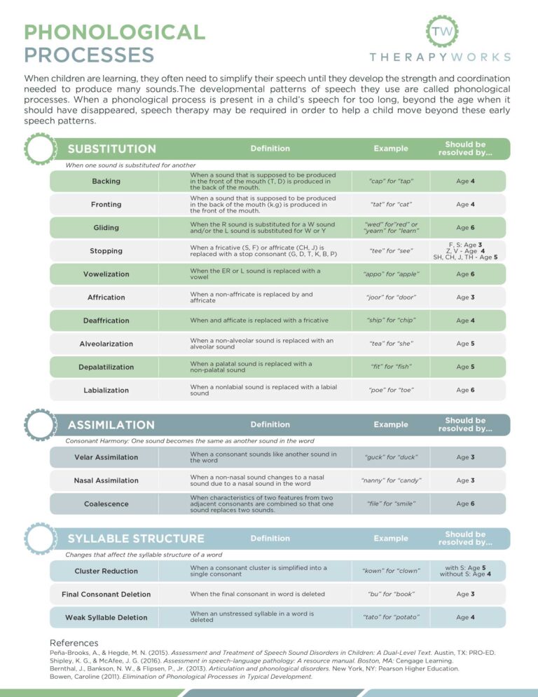 Phonological Processes Chart