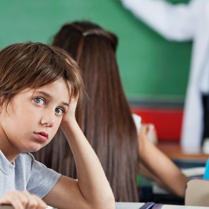 Frustrated Student in Classroom