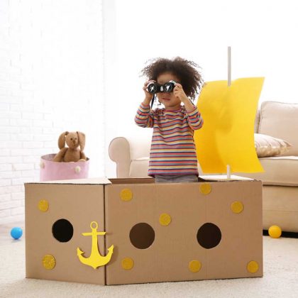 Imaginative Play Toddler Cardboard Box Boat
