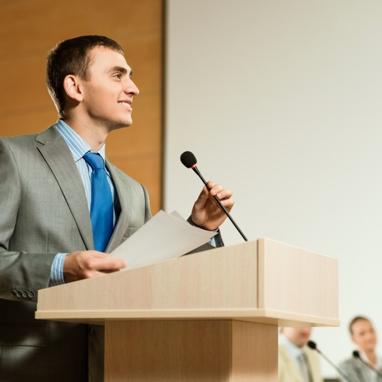 Man making speech with confidence